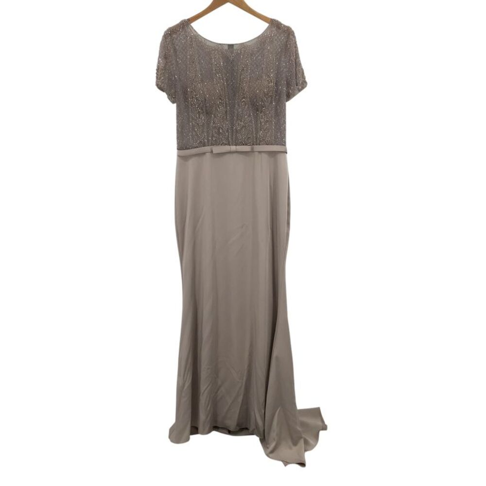 Montage By Mon Cheri Beaded Bateau Evening Gown Tan 14